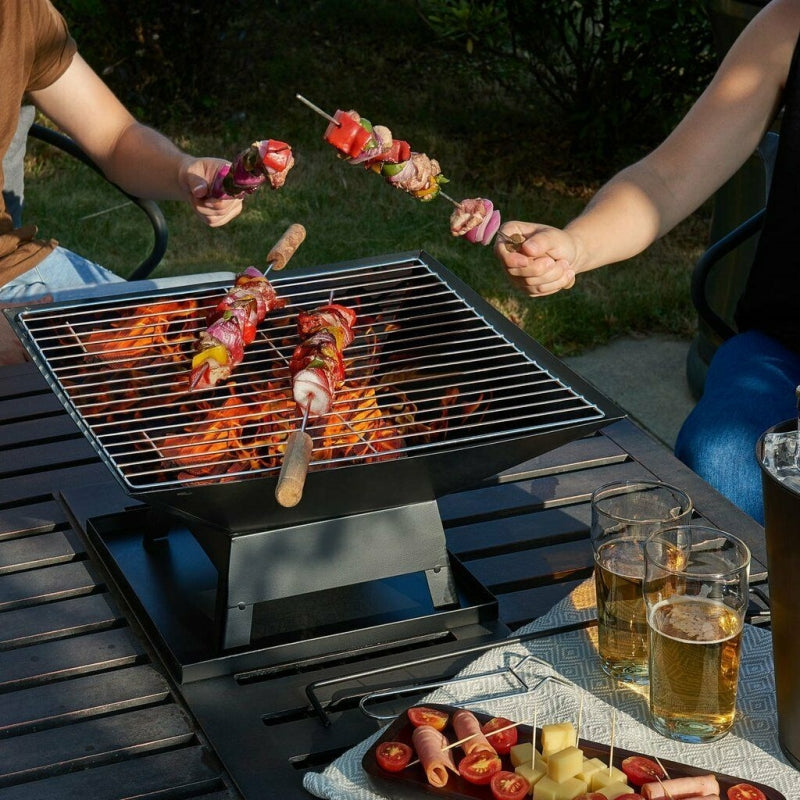 2 IN 1 Outdoor Square Wood-Burning Fire Pit & Grill