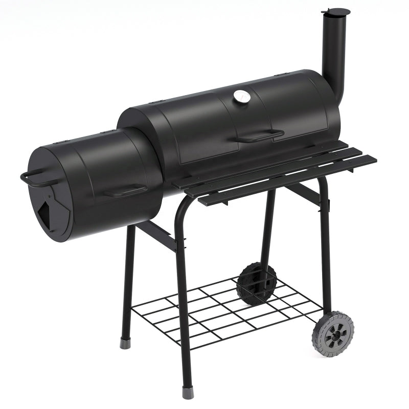 Steel Barrel Charcoal Grill with Offset Smoker