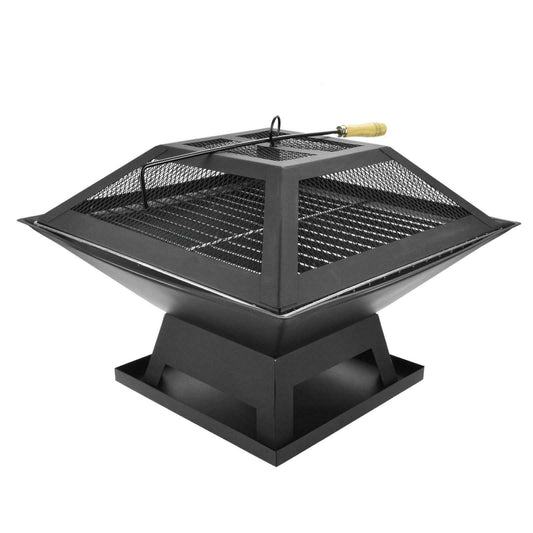 2 IN 1 Outdoor Square Wood-Burning Fire Pit & Grill