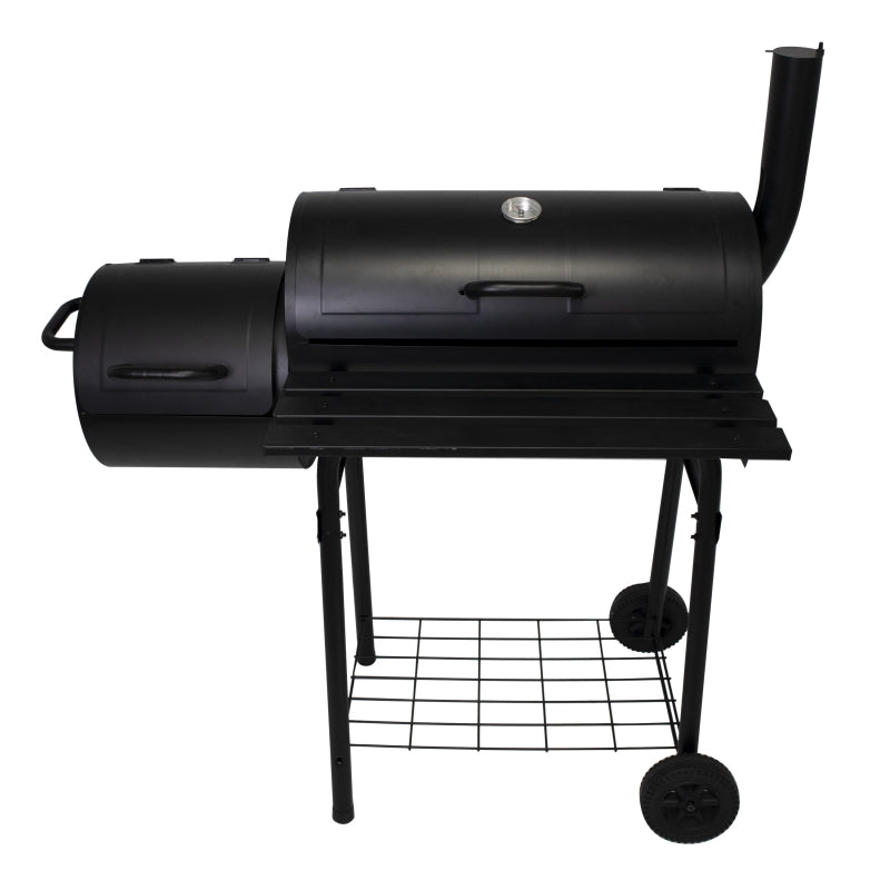 Steel Barrel Charcoal Grill with Offset Smoker