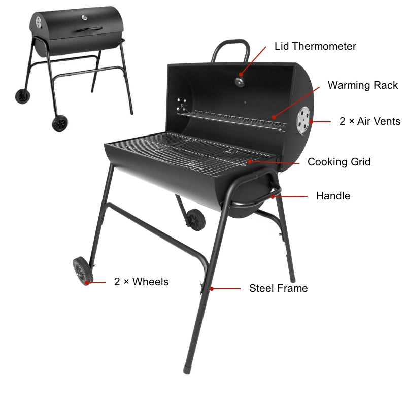 Large Oil Drum Barrel Barbecue BBQ Grill
