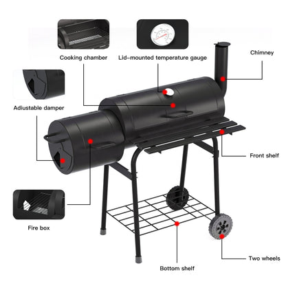 SCB-15 Steel Barrel Charcoal Grill with Offset Smoker