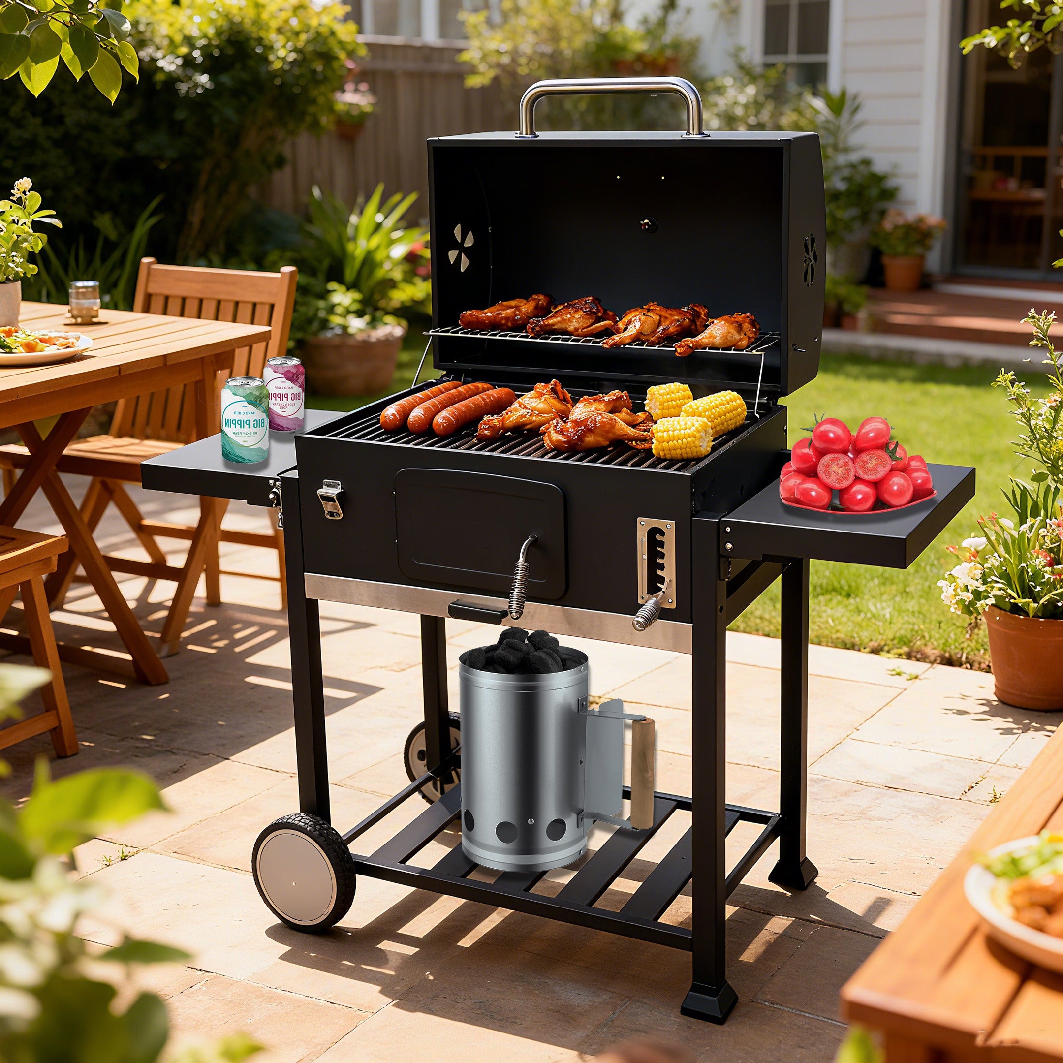 SCB-02-04 XXL Big Trolley Charcoal Barbecue Grill