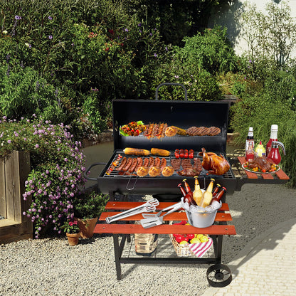 SCB-32 Adjustable Height Large Barrel BBQ Grill with Side Table