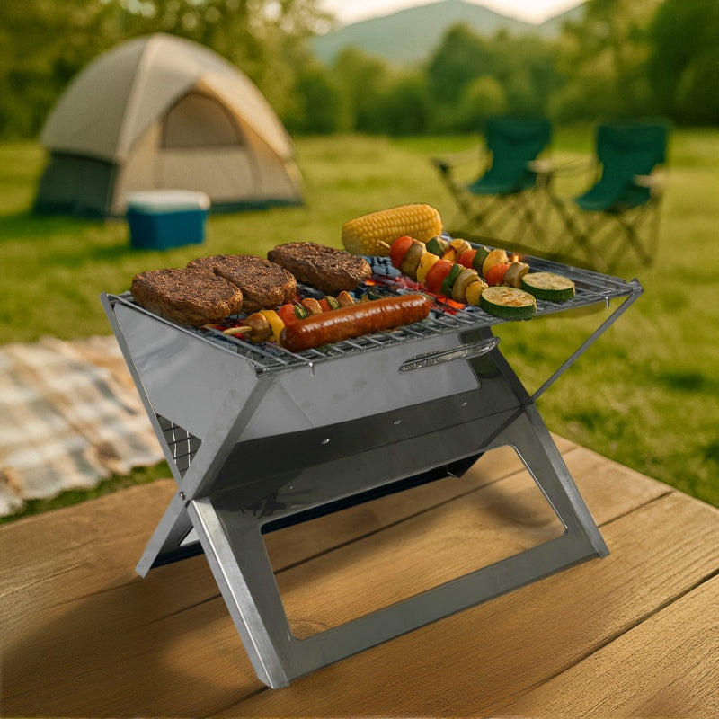 Stainless Steel Foldable X Shape Charcoal Grill