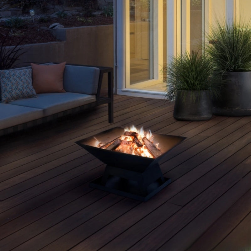 2 IN 1 Outdoor Square Wood-Burning Fire Pit & Grill