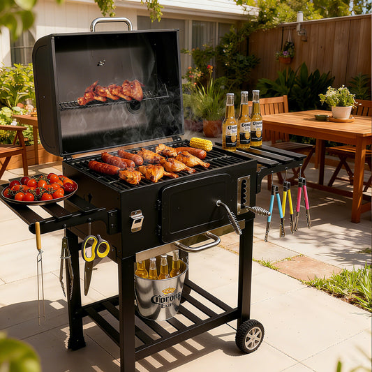 SCB-28 Trolley Smoker Charcoal Barbecue Grill