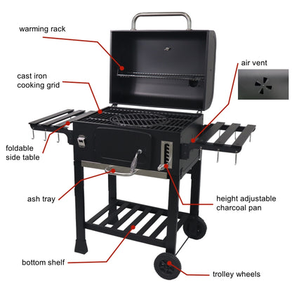 SCB-28 Trolley Smoker Charcoal Barbecue Grill