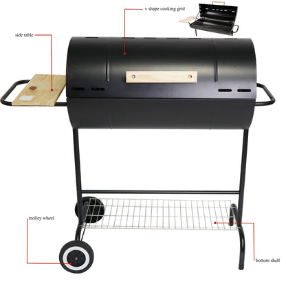 SCB-18 Oil Drum Charcoal Grill With Side Table