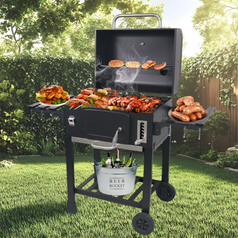 SCB-28 Trolley Smoker Charcoal Barbecue Grill