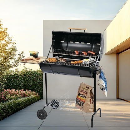 SCB-18 Oil Drum Charcoal Grill With Side Table