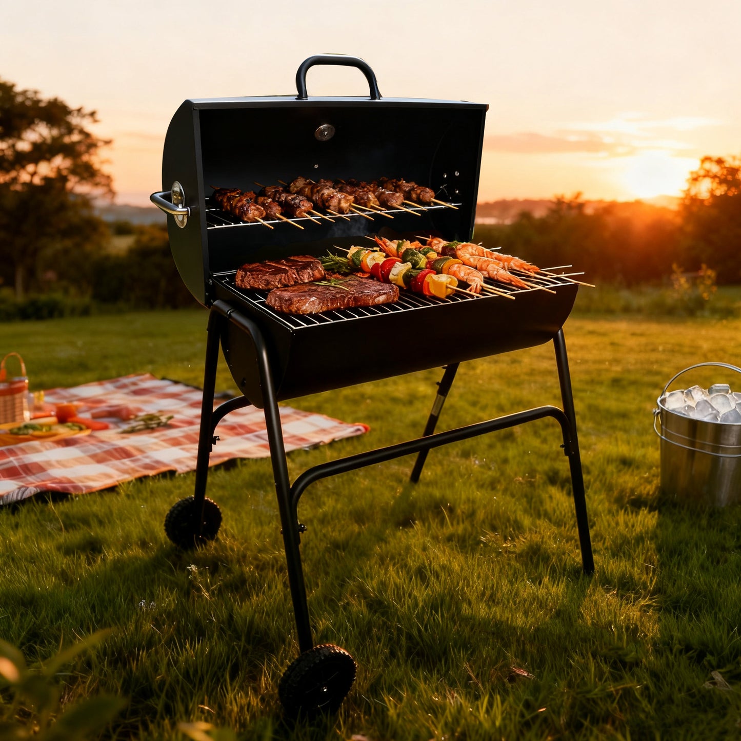 Large Oil Drum Barrel Barbecue BBQ Grill