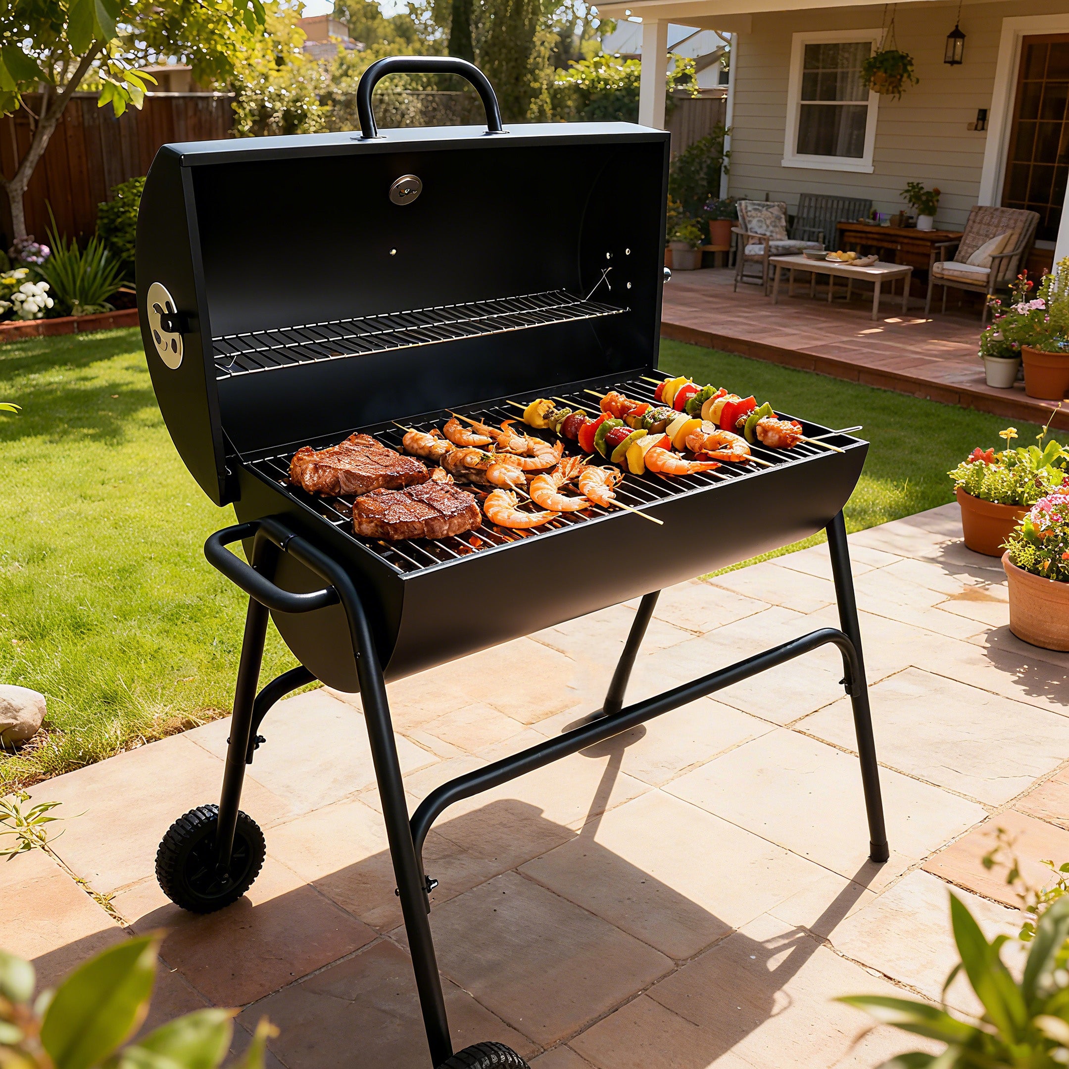 SCB-17 Large Oil Drum Barrel Barbecue BBQ Grill