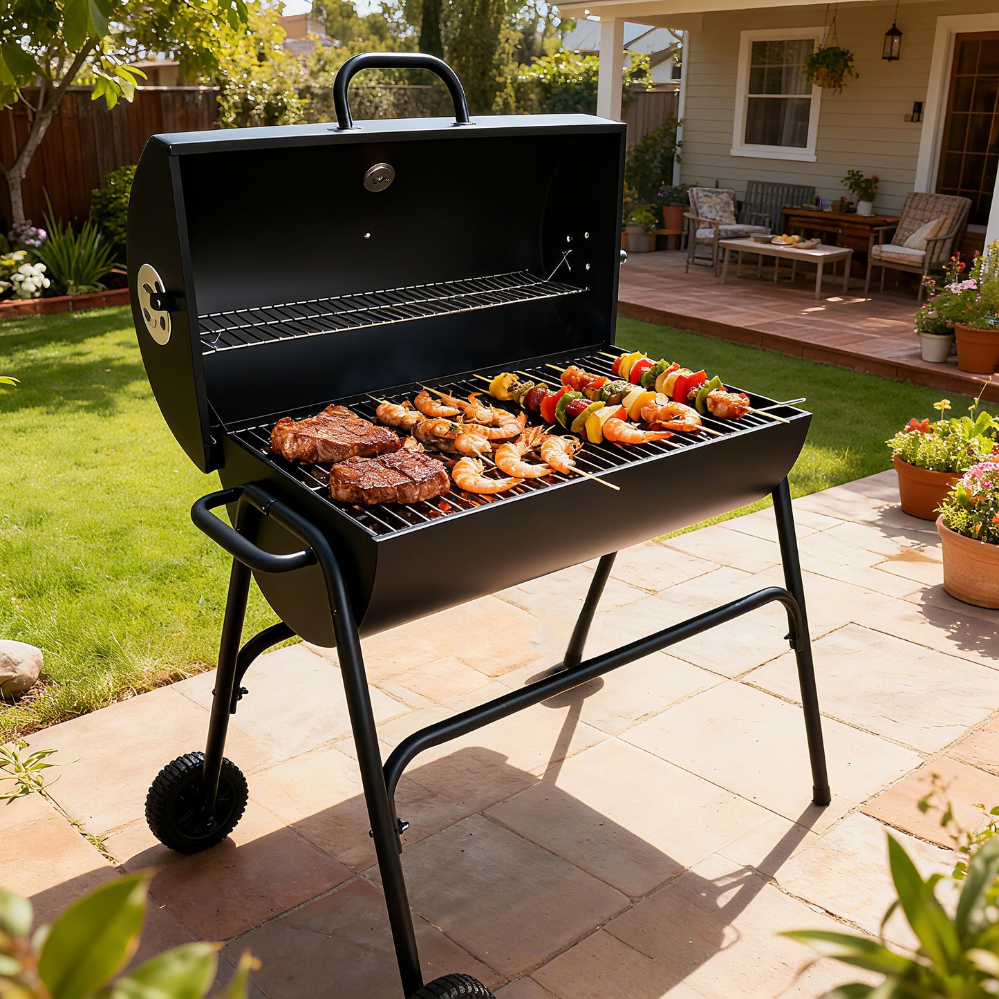 Large Oil Drum Barrel Barbecue BBQ Grill
